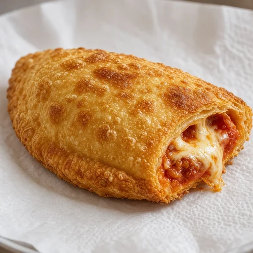 Golden panzerotti with tomato and cheese filling from Super Torino's in Stoney Creek