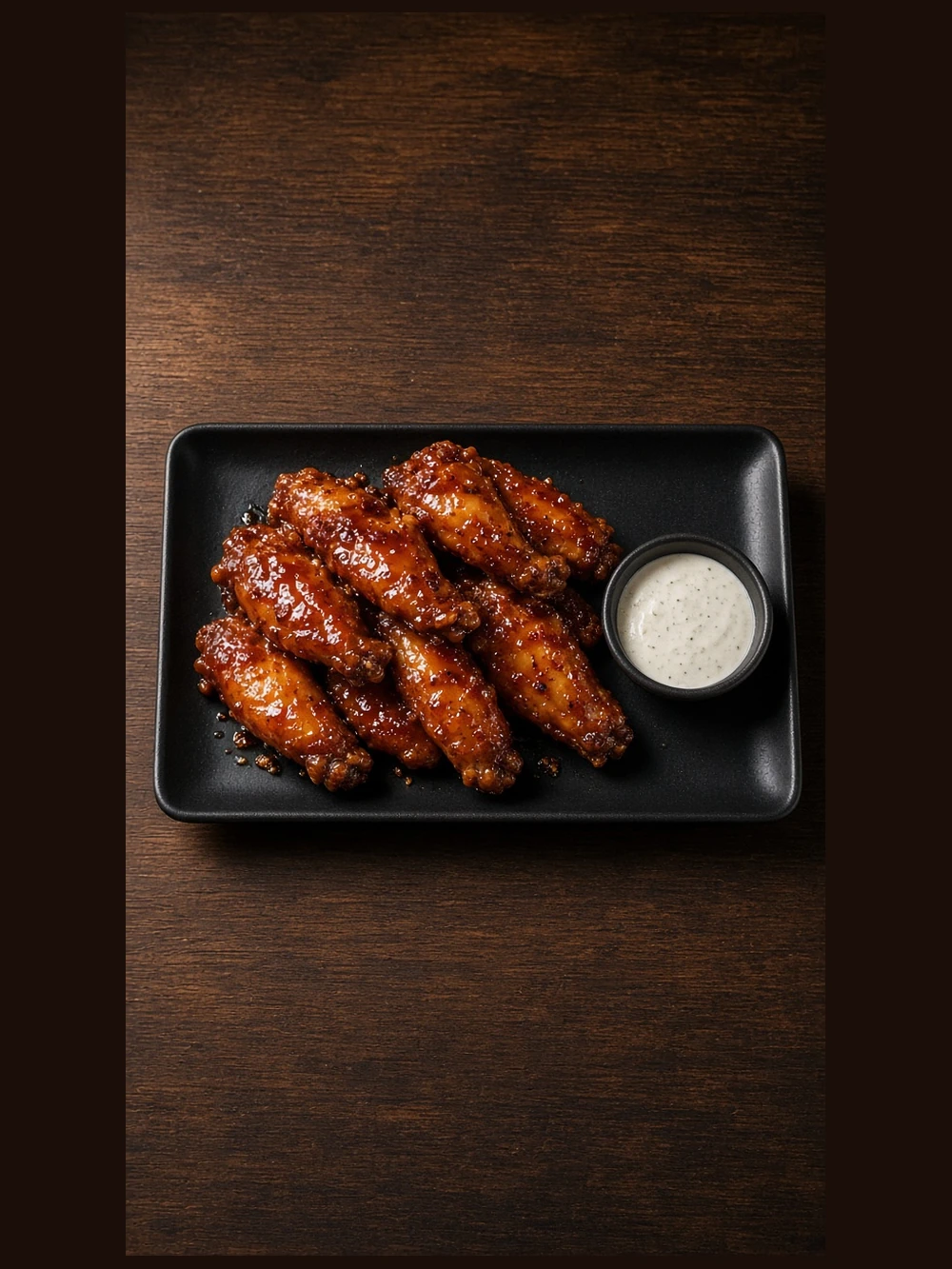 Complete sauced-wings platter with dip